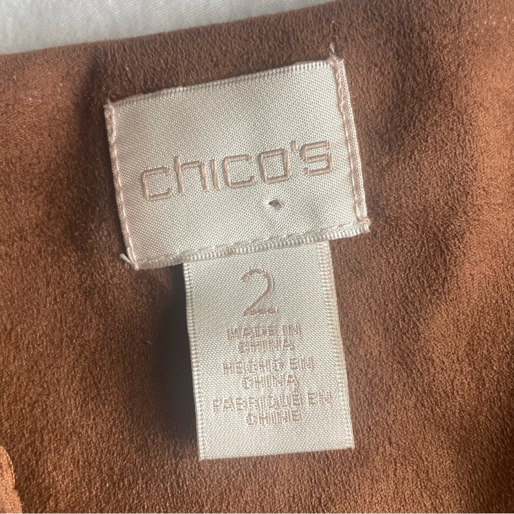 Chicos Brown Faux Leather Grommet Detail Jacket Large Casual Neutral Minimalist‎ - Picture 5 of 9